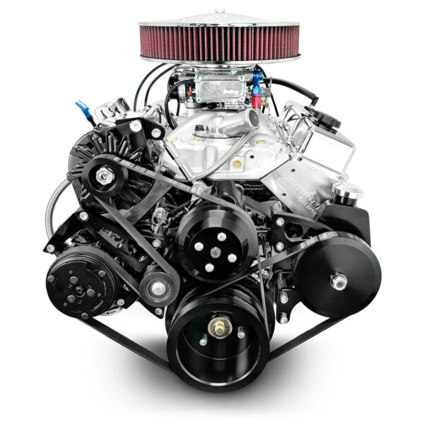 GM Small Block Compatible 350 c.i. Engine - 341 Horsepower - Deluxe Dressed with Black Pulley Kit - Carbureted For Sale - Image 2