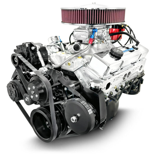 GM Small Block Compatible 350 c.i. Engine - 341 Horsepower - Deluxe Dressed with Black Pulley Kit - Carbureted For Sale